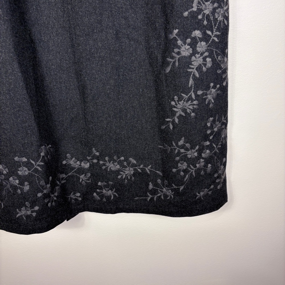 Eddie Bauer Gray Wool Blend Floral Embroidered Maxi Skirt - Picture 2 of 11